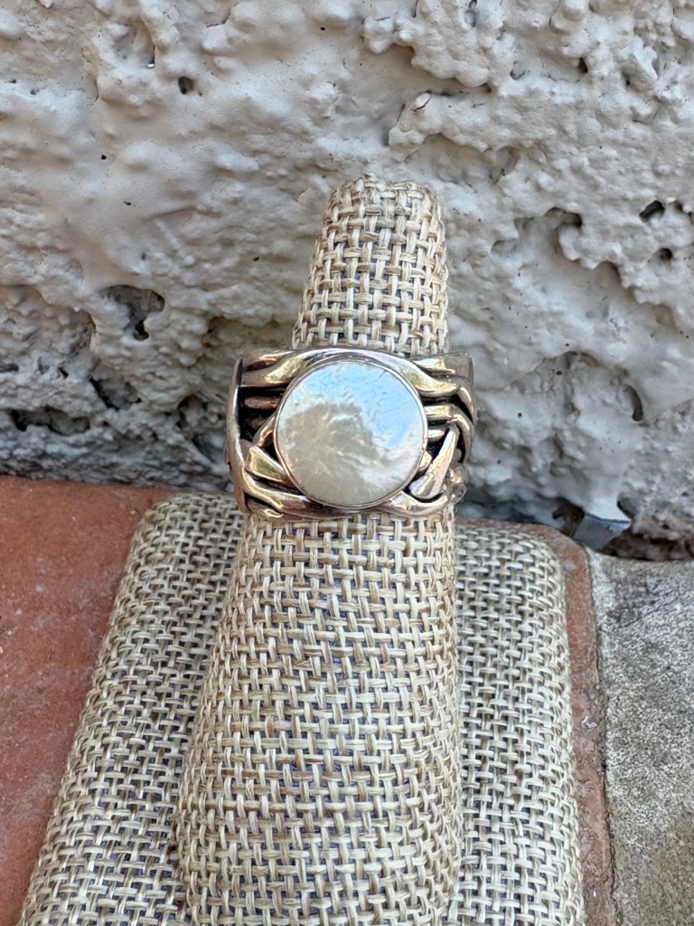 Silpada Sterling Silver 925 Silver Mermaid White Coin Pearl Ring R1542 Size 8
